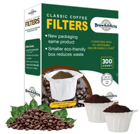 Brew Addicts 729940032796 300 Paper Coffee Single-use Filters For Keurig Brewers And Compa