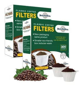 8541897226 Brew Addicts 600 Coffee Filters For Keurig K-cup Pods White Design