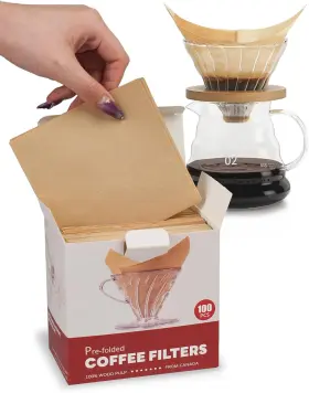 Cm00na Brew Choice Pre-folded V60 Size 02 Cone Coffee Filters 100 Count Unbleached Paper