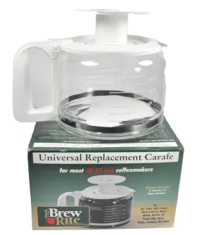 Brew Rite 071287857700 Universal Replacement Glass Carafe Pot For Most 10-12 Cup Coffeemakers