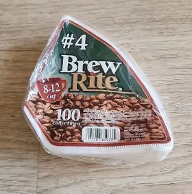 Brew Rite 071287859735 #4 Coffee Filters 100 Count Pack 8-12 Cup For Cone Style Brewer New