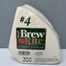 89716-01 Brew Rite #4 Coffee Filters 200 Count Cone Style 8 12 Cup Basket Brewer Pack