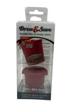 Brew & Save 852748003214 And Refillable Single Cup Filter Set Of 2 Red - For Keurig Lovers