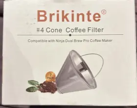 Ar9837874 Brikinte #4 Cone Reusable Coffee Filter For Ninja Cpf201. Cpf301 - 2pk Nib