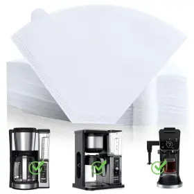 B047b01 Brikinte 100 Disposable Coffee Paper Filters 4 Cone For Ninja Maker White