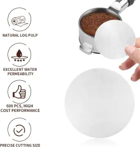 Es8847 Brikinte 500 Pcs Coffee Paper Filter For Espresso Maker 51 Mm Unbleached #2