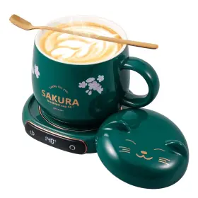 Bsigo 704444887912 Electric Led Display Smart Coffee Mug Warmer And Cute Cat Set Beverage Cup War