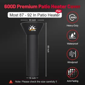 Ophc-89-blk Bunn Patio Heater Covers - 600d Outdoor Cover With Zipper Waterproof Heavy Dut #2