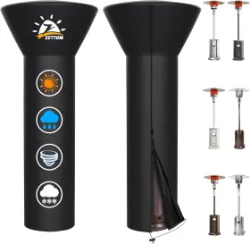 Ophc-89-blk Bunn Patio Heater Covers - 600d Outdoor Cover With Zipper Waterproof Heavy Dut