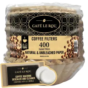 Caf Le Rou 860008724496 Coffee Filters 400 Count Biodegradable 8-12 Cups