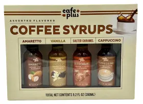 Cafe Plus 702014303459 Assorted Flavored Coffee Syrups 4 Pack 2.3 Fluid Oz Each 4/2025 Expire