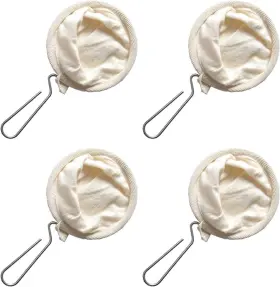 Calidaka 313041697666 4pcs Coffee Filter Flannel Cloth Strainers With Steel Handle