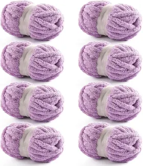 Calphalon 726084610781 8 Pack Chunky Chenille Blanket Yarn For Crocheting And Hand Knitting - Jumbo Flu