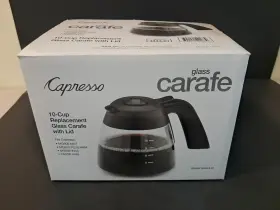 4444.01 Capresso New Replacement 10 Cup Glass Carafe Black Model #