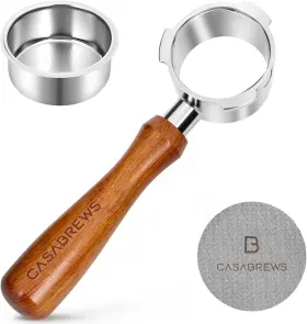 Casabrews 445016257261 51mm Bottomless Portafilter With Puck Screen And Filter Basket 3 Ears E