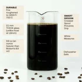 Ccc Cafe Crush Club 641171694041 French Press Replacement Glass With Steel Filters By - Fire Hardened Borosili #3