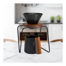 Chefwave 040962843697 Series Pour-over Coffee Maker Set Ceramic Cone Wood Ring Stainless Steel Stand 1