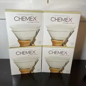 Chemex 028068001104 Natural Coffee Filters Square 100ct - 4 Boxes 400 Ct Total
