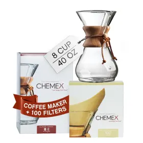 Chemex 735343528408 Bundle - 8-cup Classic Series 100 Ct Square Filters Exclusive Packaging