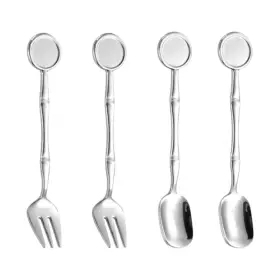 Chenshuo 762349715198 Dessert Tableware Spoon Fork Set Stainless 4.9 In 0.87 Silver