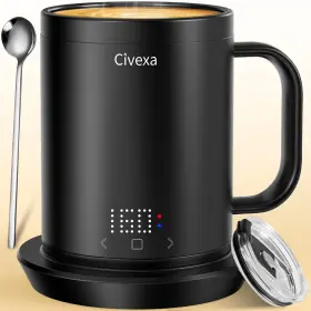 Civexa 093337503061 Rechargeable Self Heating Coffee Mug Fastest And Highest Temperature 14 Oz