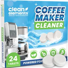 Clean Elements 850009448934 Coffee Maker Cleaner And Descaler Tablets 24 1 Count Pack Of White