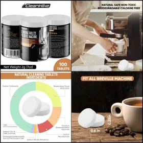 Cleanhike 850015595066 Espresso Cleaning Tablets 100 Tabs For Breville Jura And Miele Machines