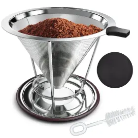 Cmbpnngs 701915787689 Pour Over Coffee Dripper Reusable Stainless Steel Filter Easy-to-cle