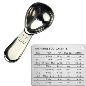 Yy-scoop5 Coagu Coffee Scoop 18/8 Stainless 1pc 15ml With Conversion Chart Silver
