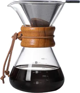 Cofisuki 705353339554 Pour Over Coffee Maker With Reusable Stainless Steel Drip Filter Lead-free Boro