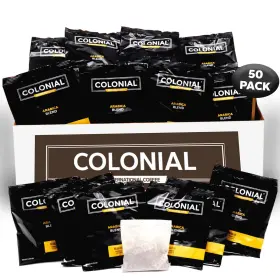 Colonial International Coffee 012325011067 Dark Roast Filter Packs 0.50 Oz 50 Count For Drip Machines