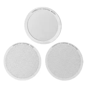 Corretto 741498391118 Set Of 3 Reusable Metal Filters For Use In Aeropress Coffee Maker Includes F