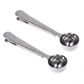 Cosmos 702646787115 2 Pcs Coffee Scoop Spoon With Bag Clip Stainless Steel