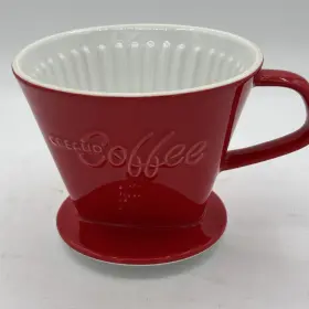 Creano 260123154820 Xxl Porcelain Coffee Dripper Red - Ceramic Cone Brewer Pour Over Cof