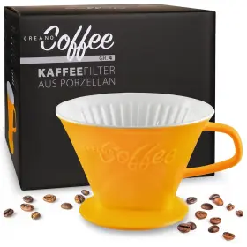Creano 260123158187 Porcelain Coffee Dripper Saffron Yellow - Ceramic Cone Brewer Pour Over Cof