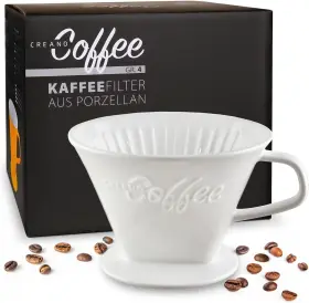 Creano 313097589588 Porcelain Coffee Dripper - White Ceramic Cone Brewer Pour Over