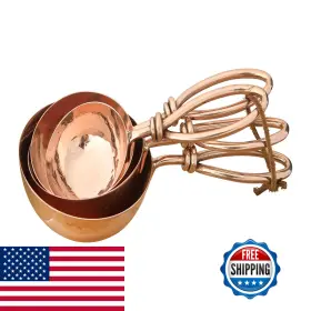 Creative Co-op B084lkttwl Co-op Hammered Stainless Steel Leather Tie Set Of 4 Sizes Scoops Copper