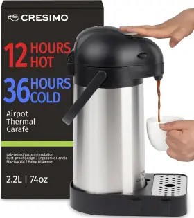 Cresimo 681827938174 74 Ounce 2.2 Liter Airpot Thermal Coffee Carafe/lever