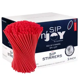 Cw-11586 Crystal Ware Crystalware Plastic Sip Stirrers Cocktail And Coffee 5-inch Pack Of 1 Red