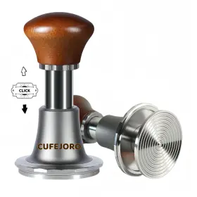 Cufejoro 709084601140 Coffee Expresso Hand Tamper Wooden Handle 3 Spring Loaded Calibrated