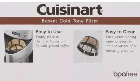 Cuisinart 086279002730 Gtf-b Gold Tone Coffee Filter Basket Burr Mill #3