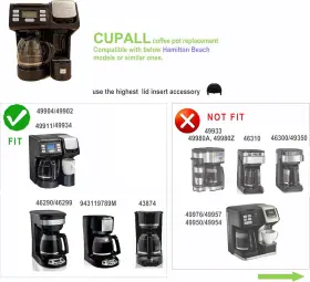Cupall 726084546615 Coffee Machine Replacement 12cup Glass Carafe Fit With Hamilton Beach #3