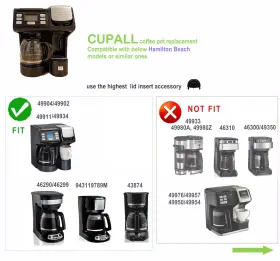 49902 Cupall 768492857822 Coffee Machine Replacement 12cup Glass Carafe Fit With Hamilton Beach 49902/ #3