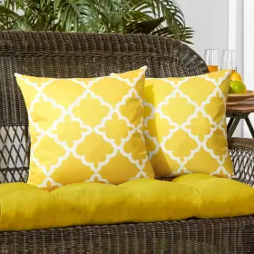 Cygnus 445047481499 20x20 Inch Yellow And White Throw Pillow Covers Case Outdoor Waterproof
