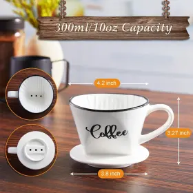 14cw Dayyet Pour Over Coffee Maker Ceramic Dripper Easy Manual Slow White #3