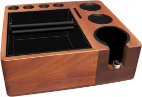 Delerke W-51mm-54mm/v3 Espresso Tamping Station Knock Box Walnut Tamper Fit