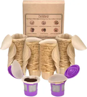 Delibru 445043781784 Unbleached K Cup Filters With Lid For Reusable Coffee Pods - Pack Of 300