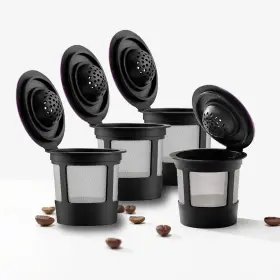 Delibru 722874576749 Reusable K Cups For Keurig 2.0 And 1.0 - Pack Of 4 Black Easy To Clean Ne