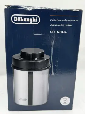 Dlsc063 Delonghi Vacuum Coffee Canister 17.63 Oz Stainless Steel/black