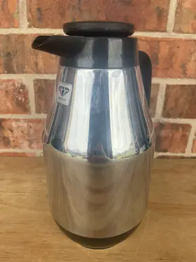 S-1562 Dia Diamond Vtg Portable Coffee Carafe Vacuum Seel Thermal Stainless Steel